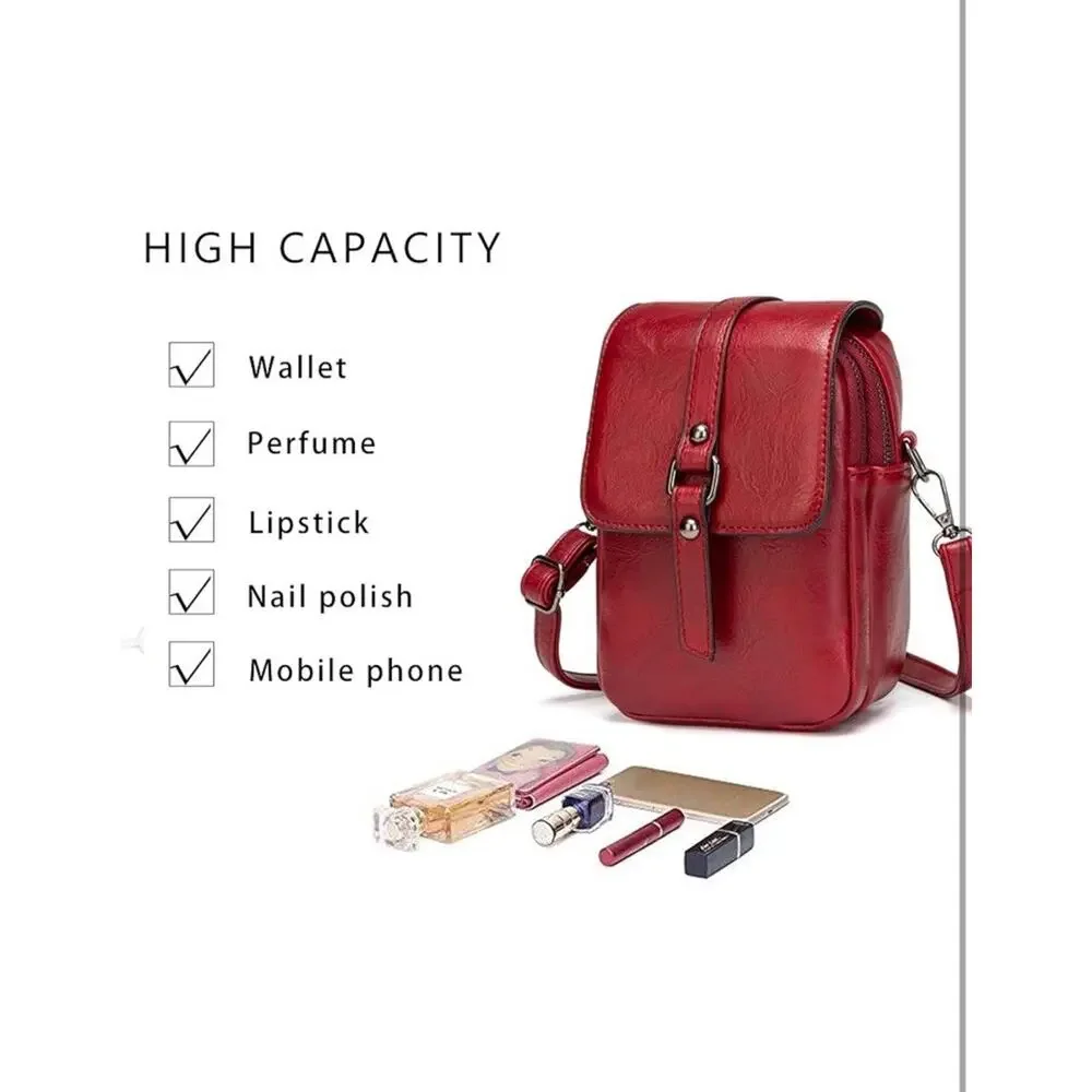 NEW myfriday Purse Crossbody Handbag Red Faux Leather Coastal Modern Travel